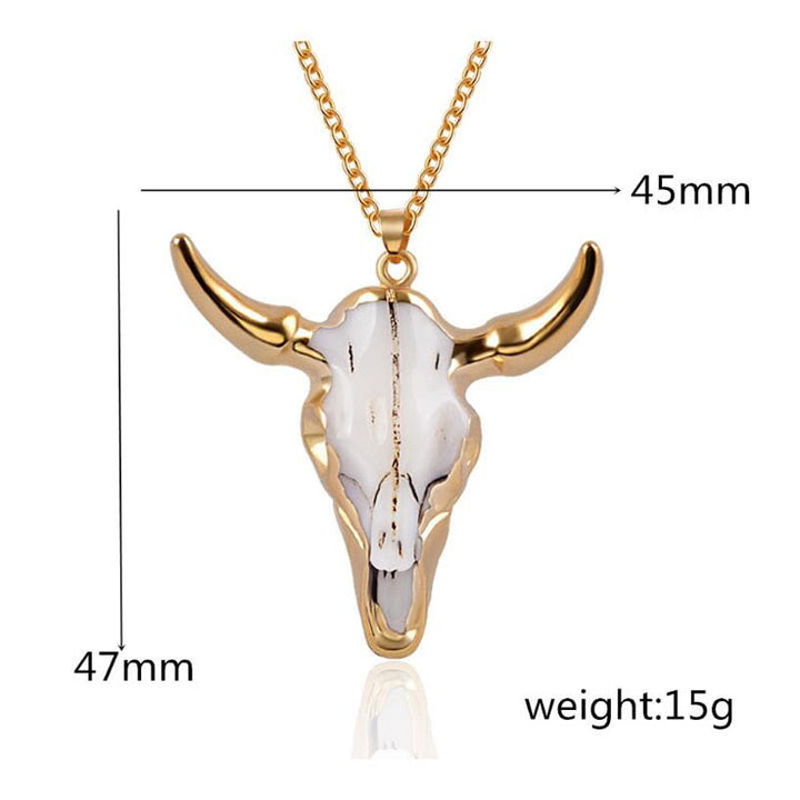 WorldNorse Gold weiße Longhorn Ochsen Halskette