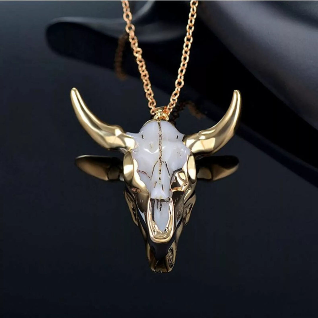 WorldNorse Gold weiße Longhorn Ochsen Halskette