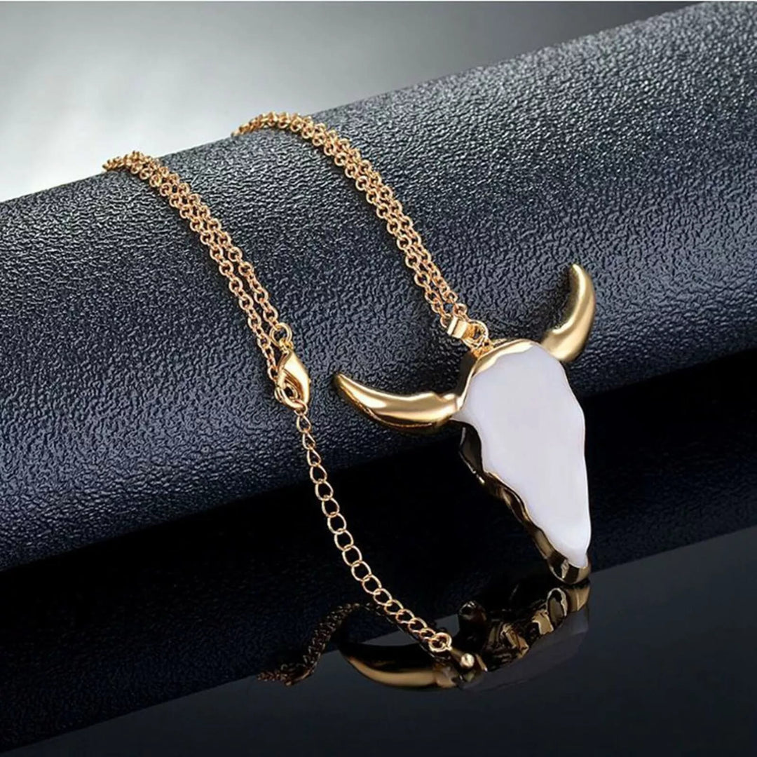 WorldNorse Gold weiße Longhorn Ochsen Halskette
