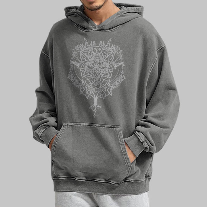 WorldNorse Fenrir Wolf Baum des Lebens gewaschen Hoodie - image 14