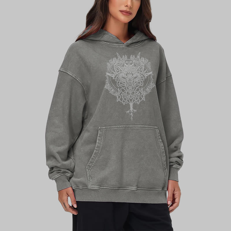 WorldNorse Fenrir Wolf Baum des Lebens gewaschen Hoodie - image 17