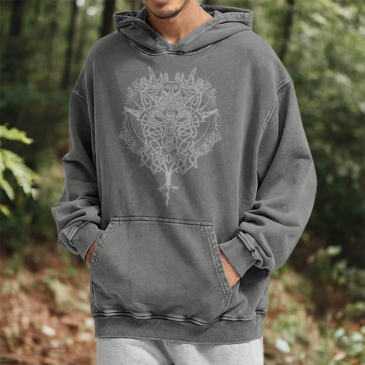 WorldNorse Fenrir Wolf Baum des Lebens gewaschen Hoodie - image 17