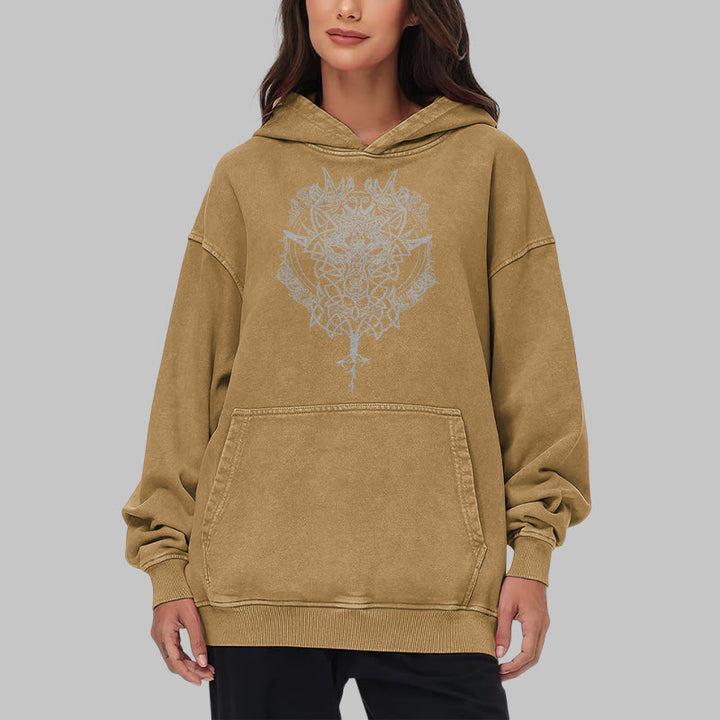 WorldNorse Fenrir Wolf Baum des Lebens gewaschen Hoodie - image 32