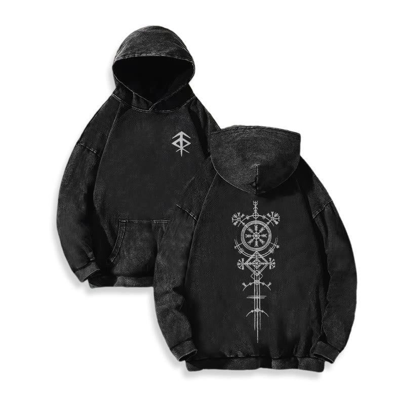 WorldNorse Vegvisir Kapuzenpullover mit beidseitigem Aufdruck, gewaschen - image 1