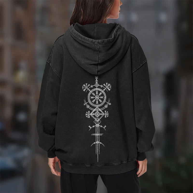 WorldNorse Vegvisir Kapuzenpullover mit beidseitigem Aufdruck, gewaschen - image 15