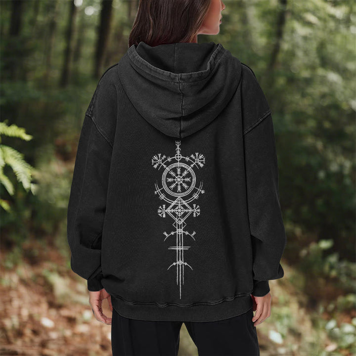 WorldNorse Vegvisir Kapuzenpullover mit beidseitigem Aufdruck, gewaschen - image 14
