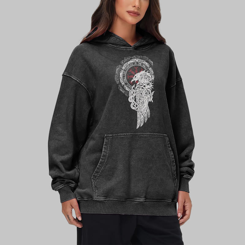 WorldNorse Celtic Raven Helm Of Awe Gewaschener Kapuzenpullover - image 9