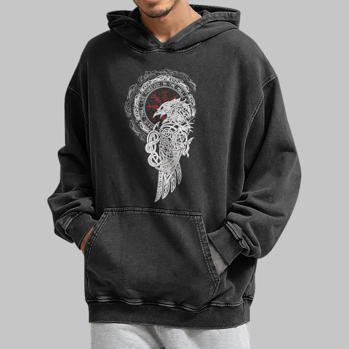 WorldNorse Celtic Raven Helm Of Awe Gewaschener Kapuzenpullover - image 5