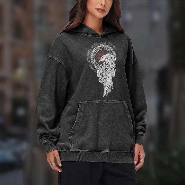 WorldNorse Celtic Raven Helm Of Awe Gewaschener Kapuzenpullover - image 12