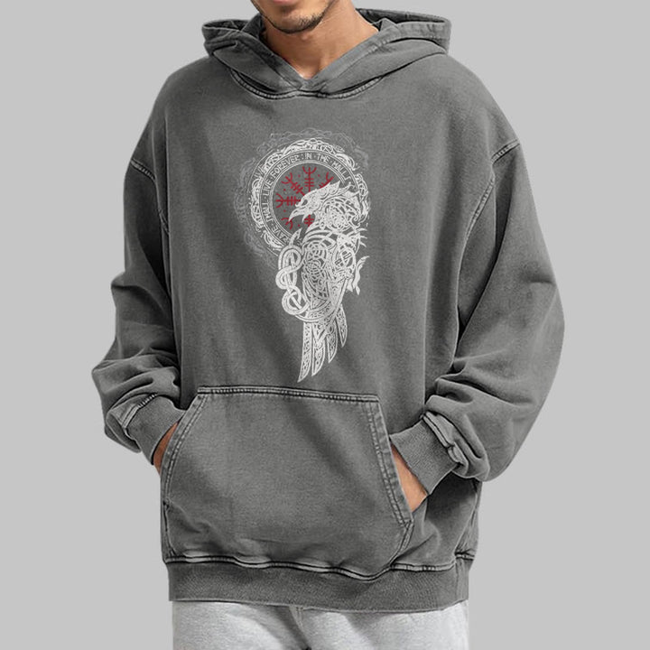 WorldNorse Celtic Raven Helm Of Awe Gewaschener Kapuzenpullover - image 14