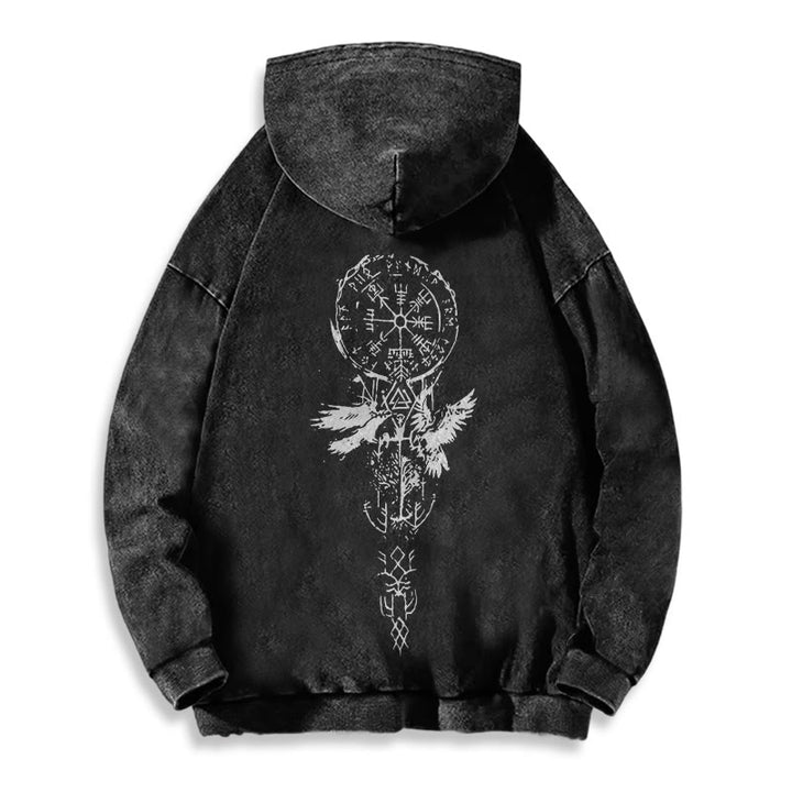 WorldNorse Valknut Raven Kapuzenpullover mit Rückenaufdruck, verwaschen - image 3