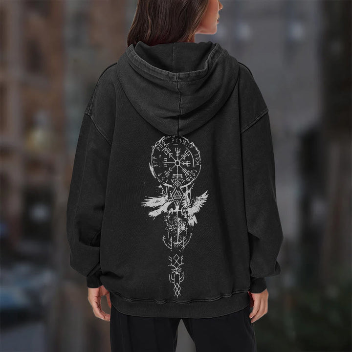 WorldNorse Valknut Raven Kapuzenpullover mit Rückenaufdruck, verwaschen - image 11