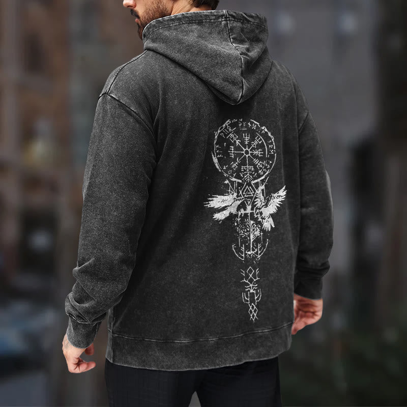 WorldNorse Valknut Raven Kapuzenpullover mit Rückenaufdruck, verwaschen - image 8