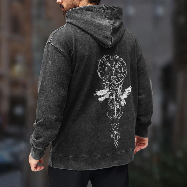 WorldNorse Valknut Raven Kapuzenpullover mit Rückenaufdruck, verwaschen - image 8