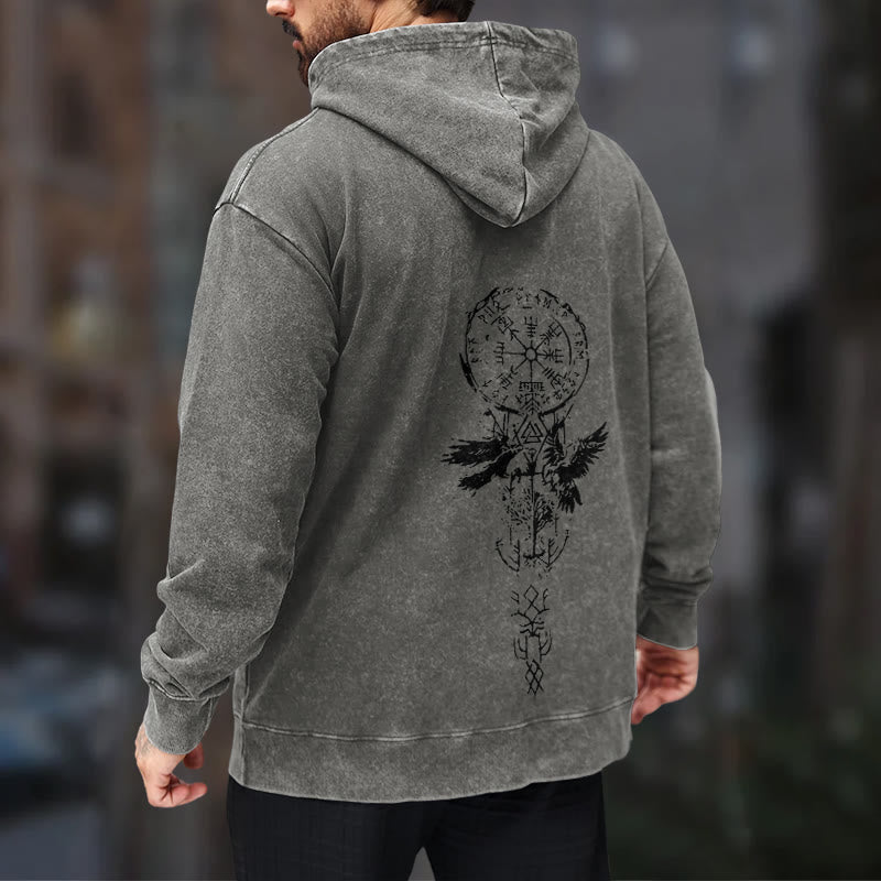 WorldNorse Valknut Raven Kapuzenpullover mit Rückenaufdruck, verwaschen - image 16