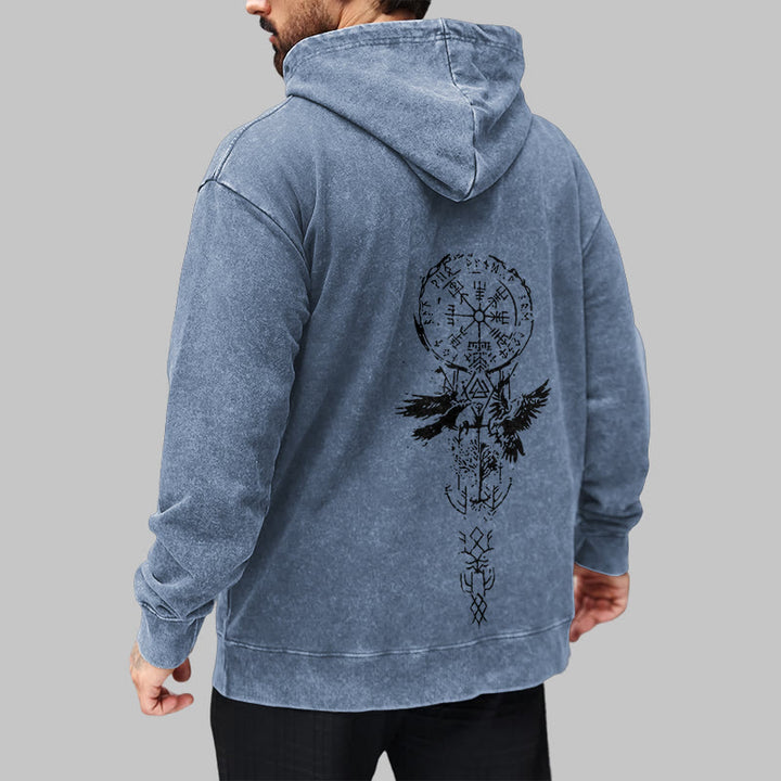 WorldNorse Valknut Raven Kapuzenpullover mit Rückenaufdruck, verwaschen - image 21