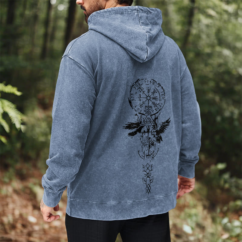 WorldNorse Valknut Raven Kapuzenpullover mit Rückenaufdruck, verwaschen - image 23