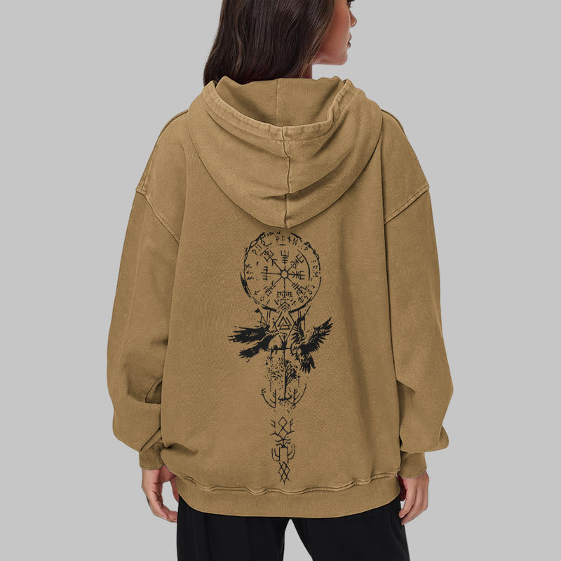 WorldNorse Valknut Raven Kapuzenpullover mit Rückenaufdruck, verwaschen - image 31