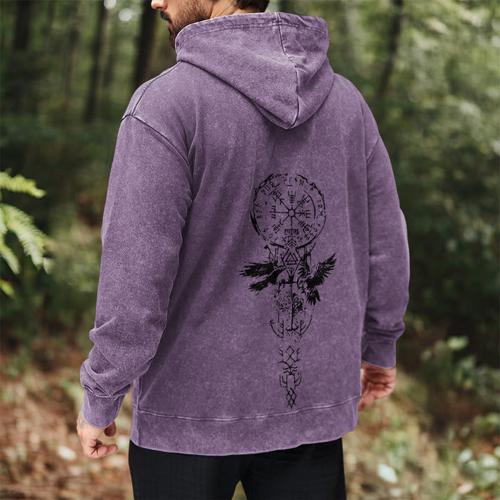 WorldNorse Valknut Raven Kapuzenpullover mit Rückenaufdruck, verwaschen - image 35