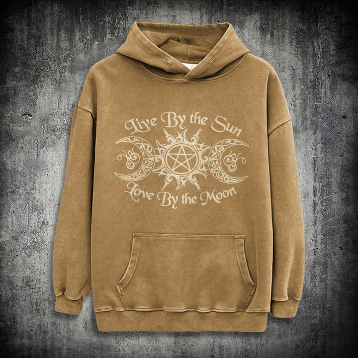 WorldNorse – Kapuzenpullover „Live By The Sun“ mit Keltischer Knoten , gewaschen - Khaki - 3XL - image 25