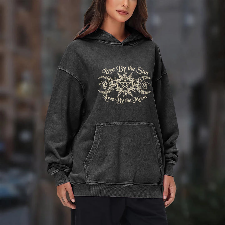 WorldNorse – Kapuzenpullover „Live By The Sun“ mit Keltischer Knoten , gewaschen - image 11