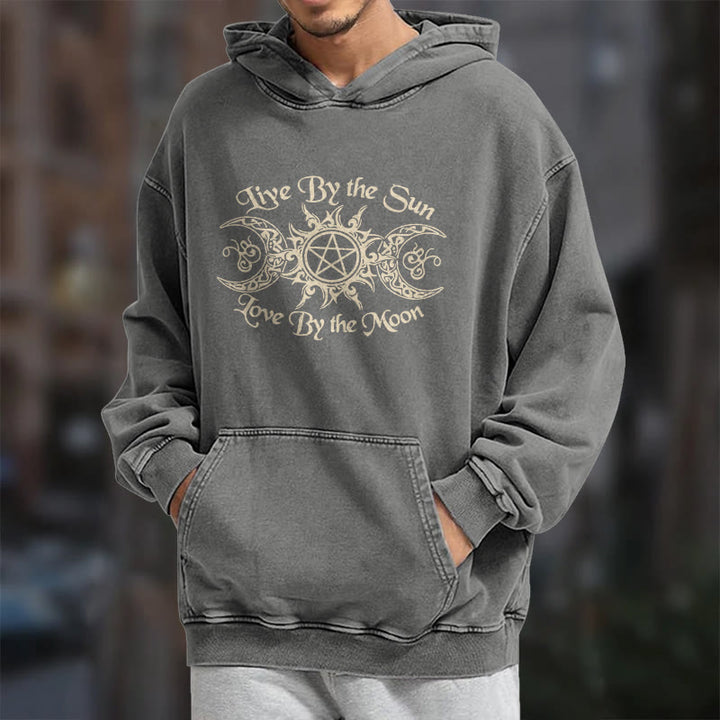 WorldNorse – Kapuzenpullover „Live By The Sun“ mit Keltischer Knoten , gewaschen - image 15
