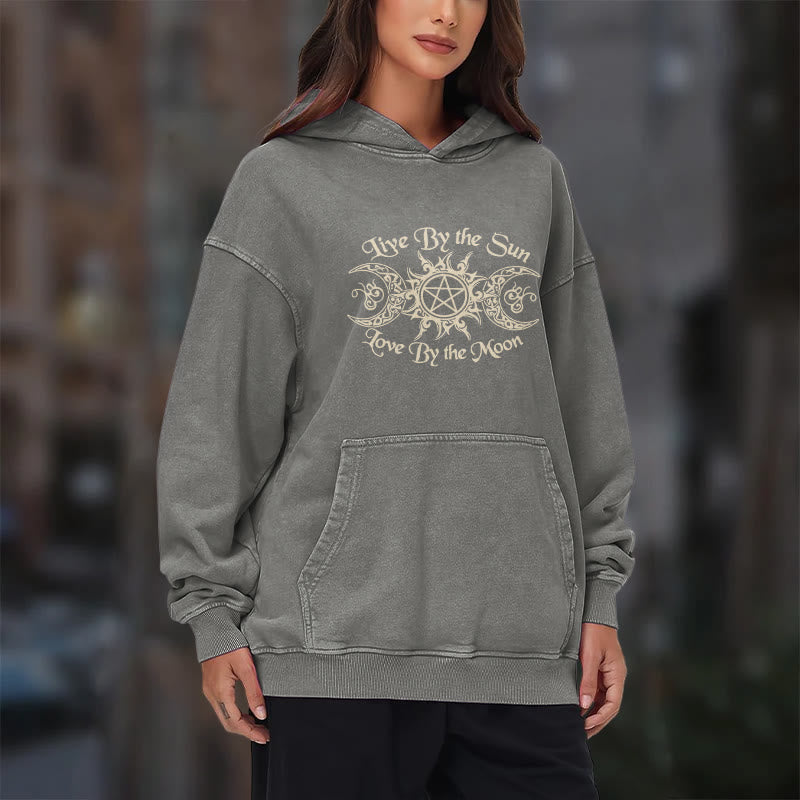 WorldNorse – Kapuzenpullover „Live By The Sun“ mit Keltischer Knoten , gewaschen - image 16