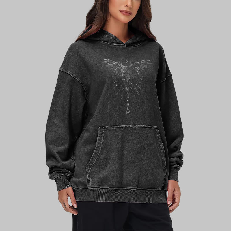 WorldNorse – Kapuzenpullover mit Raven -Grafik, gewaschen - image 8
