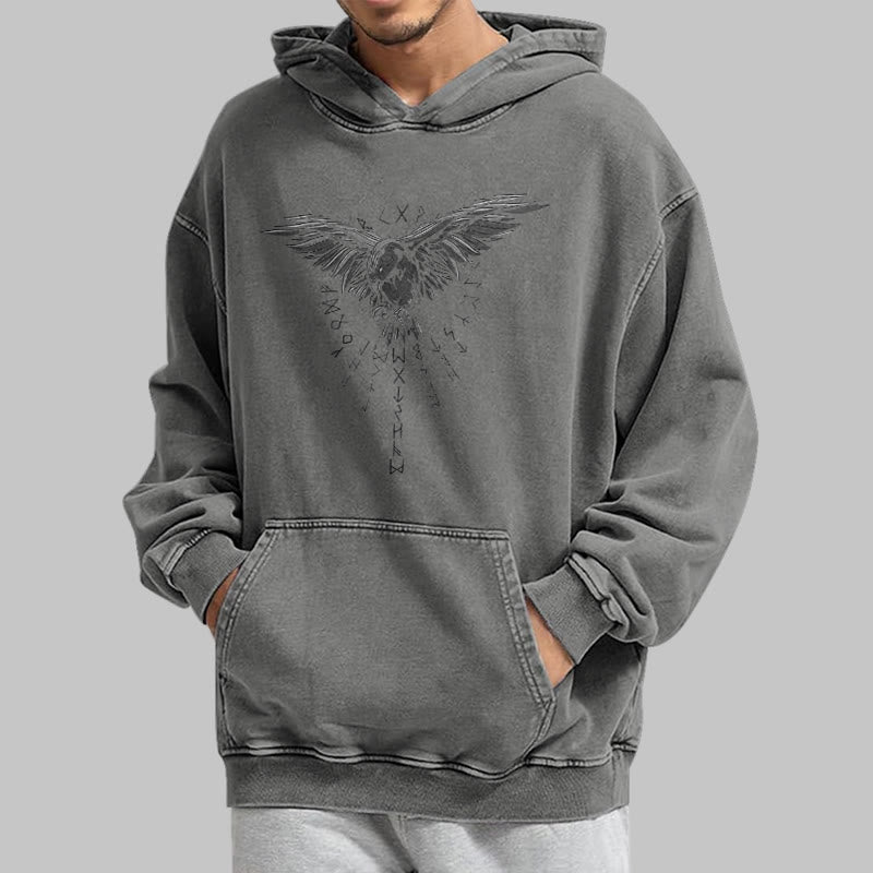 WorldNorse – Kapuzenpullover mit Raven -Grafik, gewaschen - image 14
