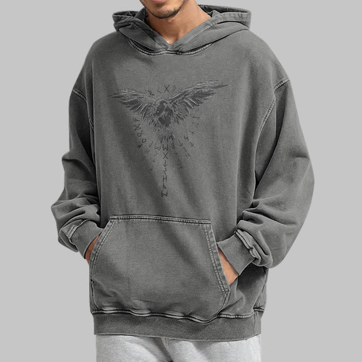 WorldNorse – Kapuzenpullover mit Raven -Grafik, gewaschen - image 14