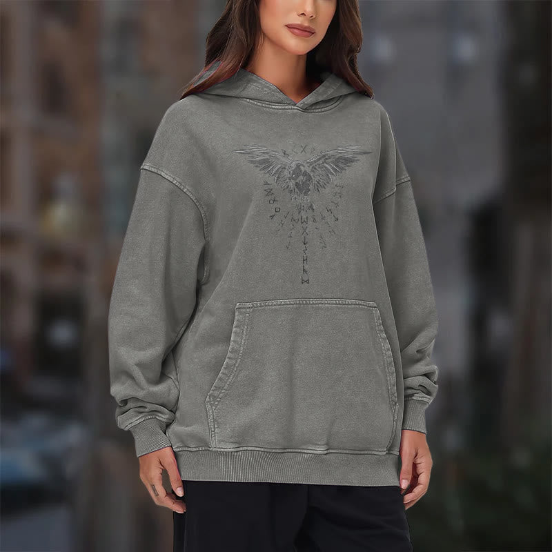 WorldNorse – Kapuzenpullover mit Raven -Grafik, gewaschen - image 17