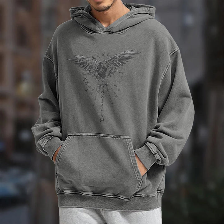 WorldNorse – Kapuzenpullover mit Raven -Grafik, gewaschen - image 16