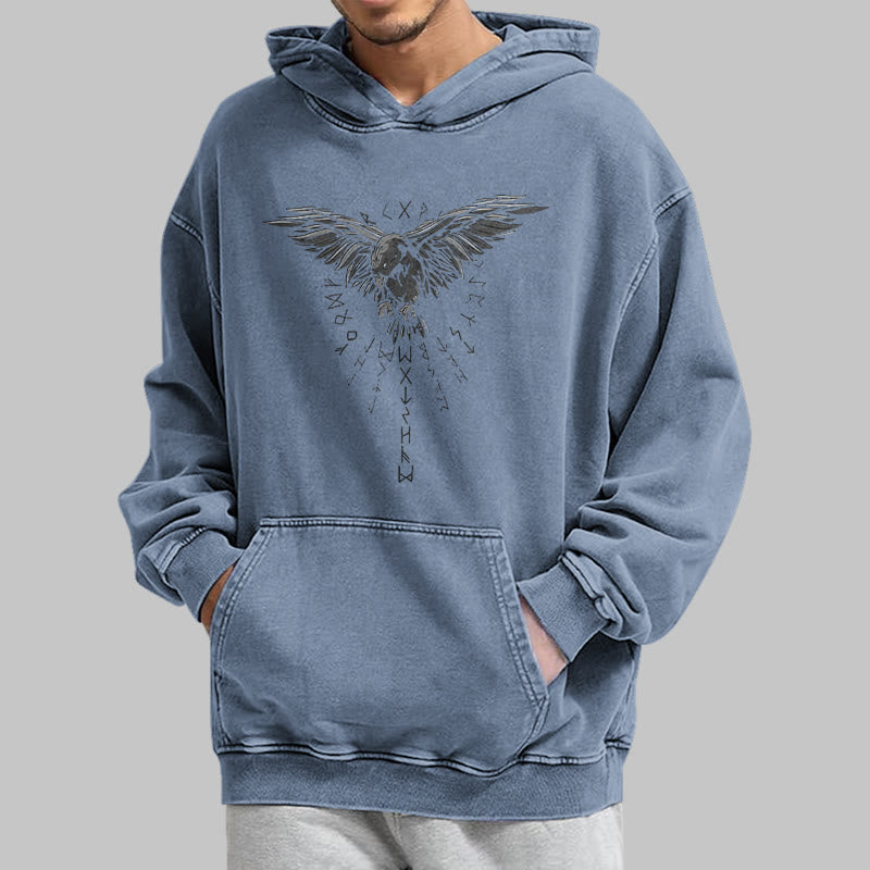 WorldNorse – Kapuzenpullover mit Raven -Grafik, gewaschen - image 22