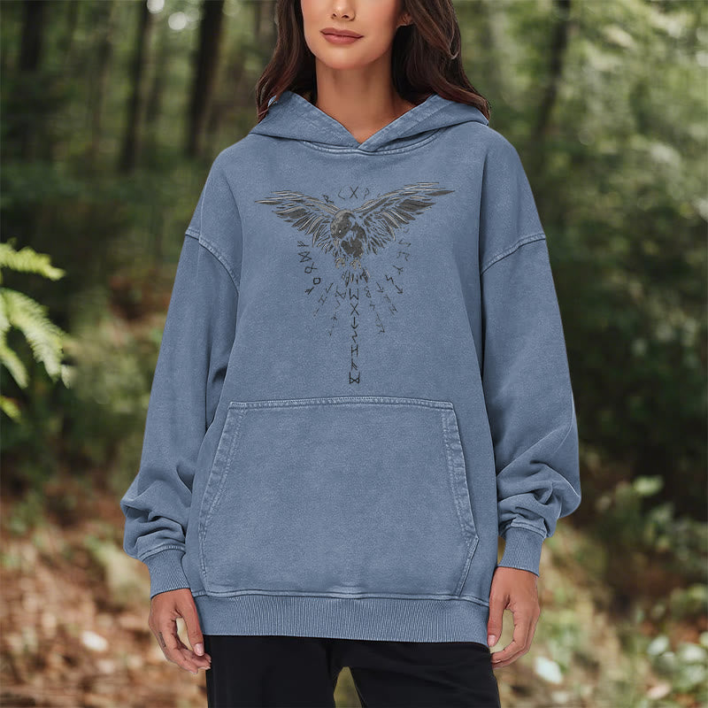 WorldNorse – Kapuzenpullover mit Raven -Grafik, gewaschen - image 24