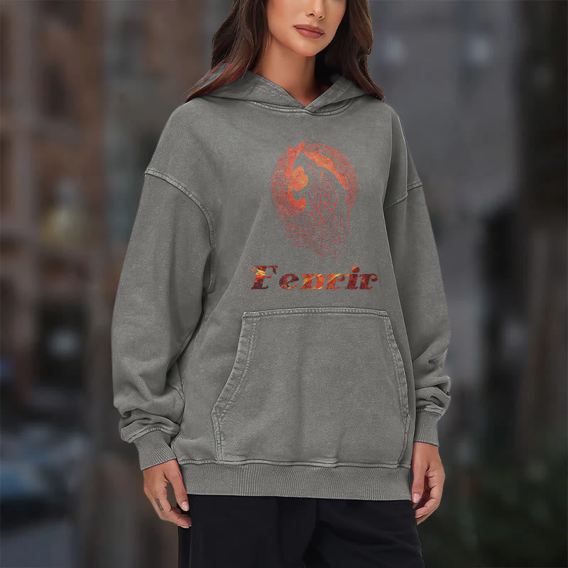 WorldNorse Fenrir Wolve Fire Washed Kapuzenpullover - image 17