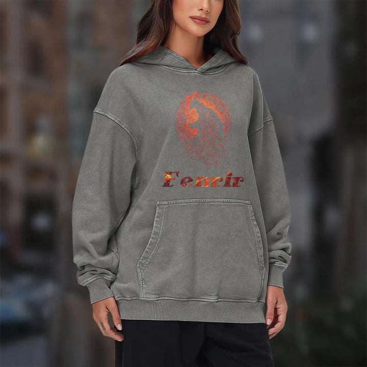 WorldNorse Fenrir Wolve Fire Washed Kapuzenpullover - image 17