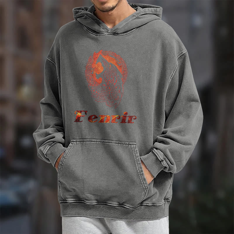 WorldNorse Fenrir Wolve Fire Washed Kapuzenpullover - image 16