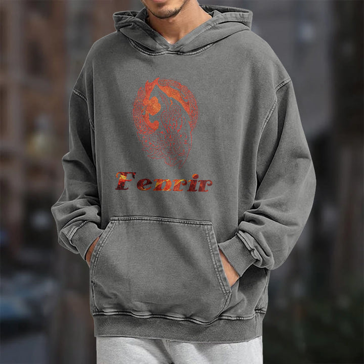 WorldNorse Fenrir Wolve Fire Washed Kapuzenpullover - image 16
