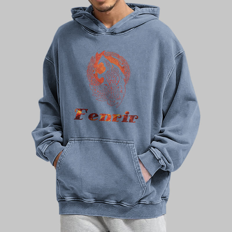 WorldNorse Fenrir Wolve Fire Washed Kapuzenpullover - image 21