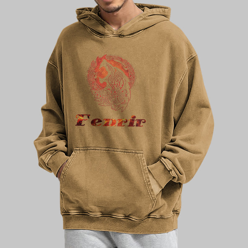WorldNorse Fenrir Wolve Fire Washed Kapuzenpullover - image 29