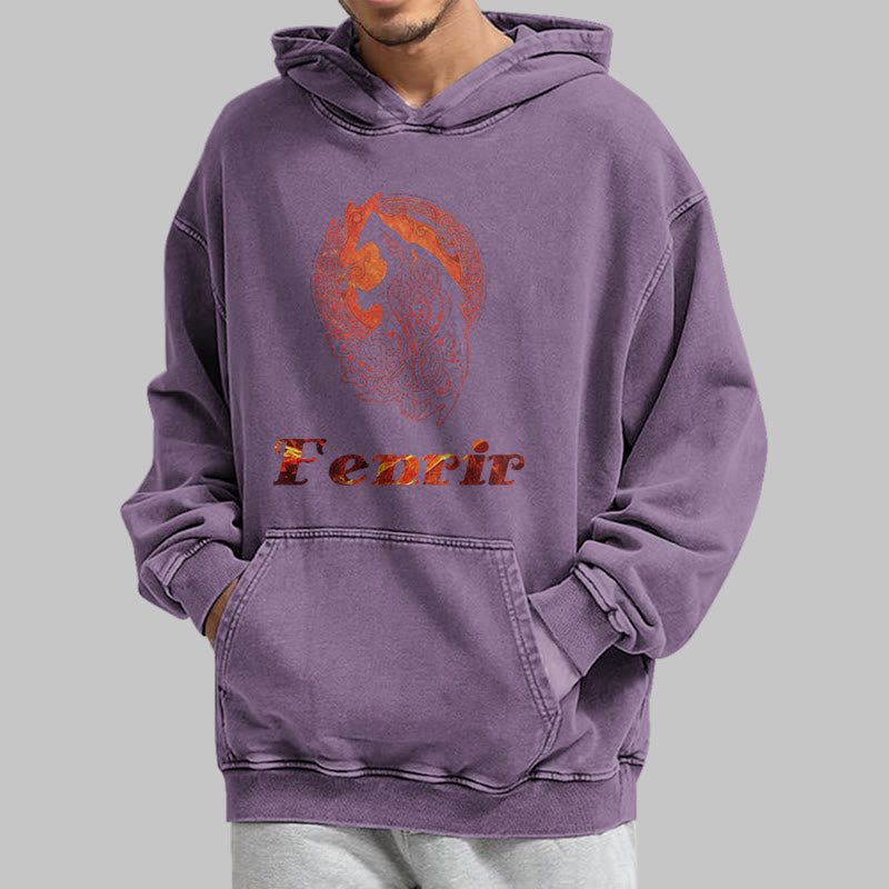 WorldNorse Fenrir Wolve Fire Washed Kapuzenpullover - image 35