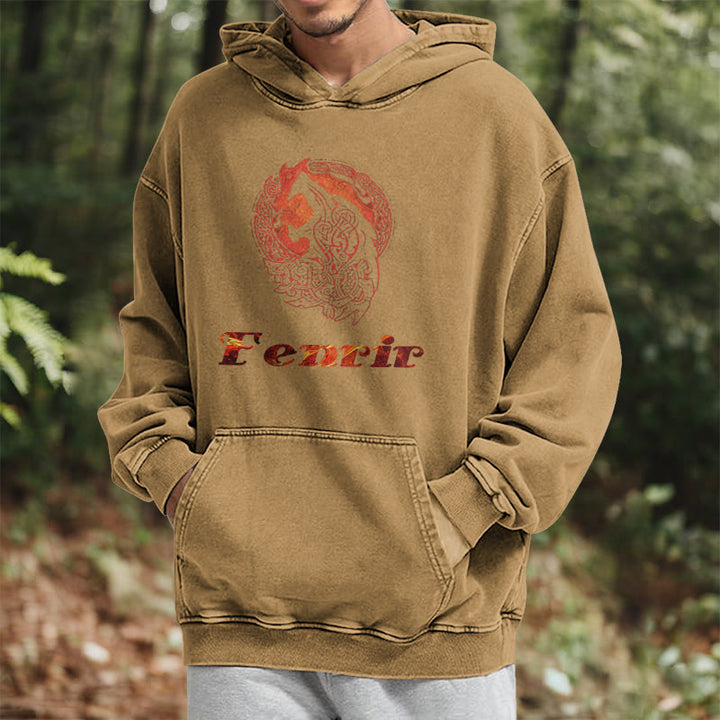 WorldNorse Fenrir Wolve Fire Washed Kapuzenpullover - image 31