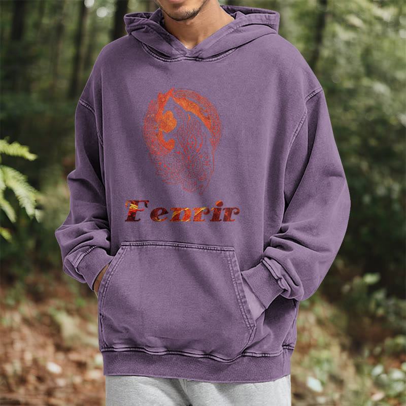 WorldNorse Fenrir Wolve Fire Washed Kapuzenpullover - image 37