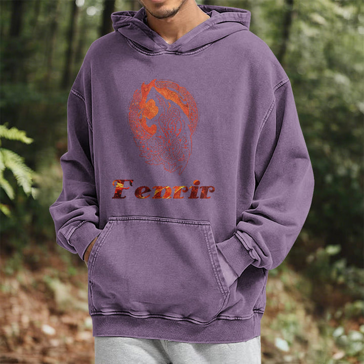 WorldNorse Fenrir Wolve Fire Washed Kapuzenpullover - image 37