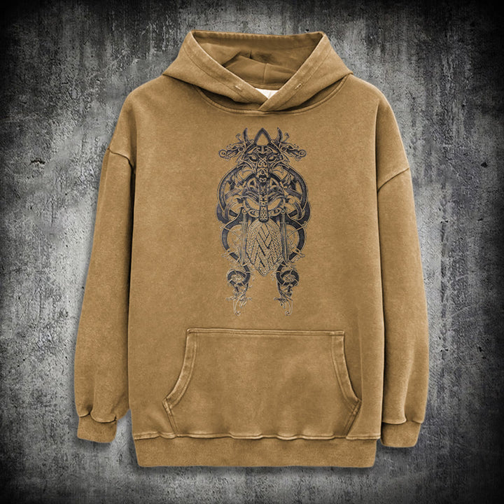 WorldNorse Odin Thors Hammer doppelseitiger gewaschener Kapuzenpullover - image 30