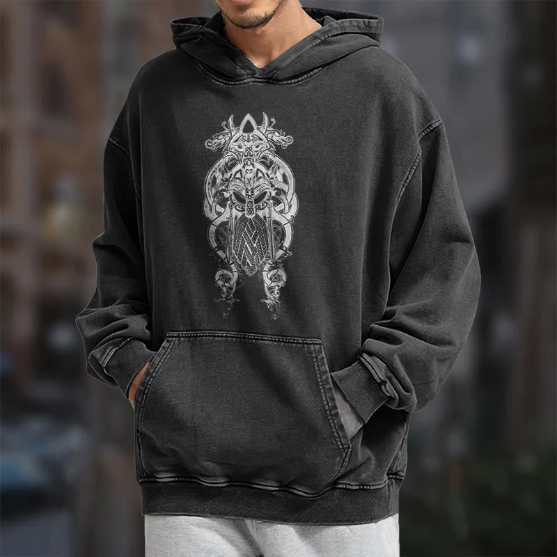 WorldNorse Odin Thors Hammer doppelseitiger gewaschener Kapuzenpullover - image 10