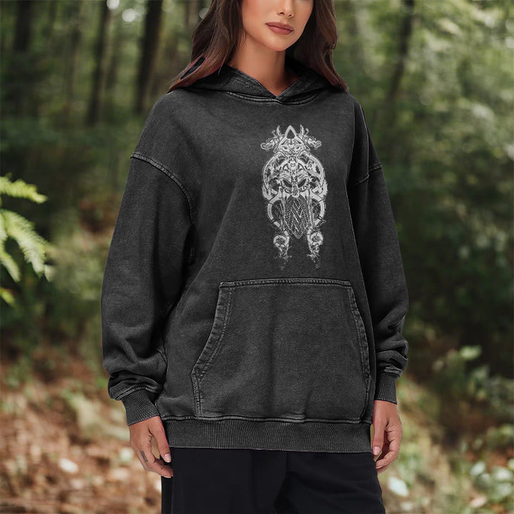 WorldNorse Odin Thors Hammer doppelseitiger gewaschener Kapuzenpullover - image 15