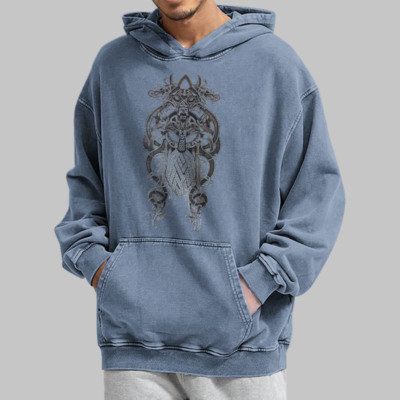 WorldNorse Odin Thors Hammer doppelseitiger gewaschener Kapuzenpullover - image 24
