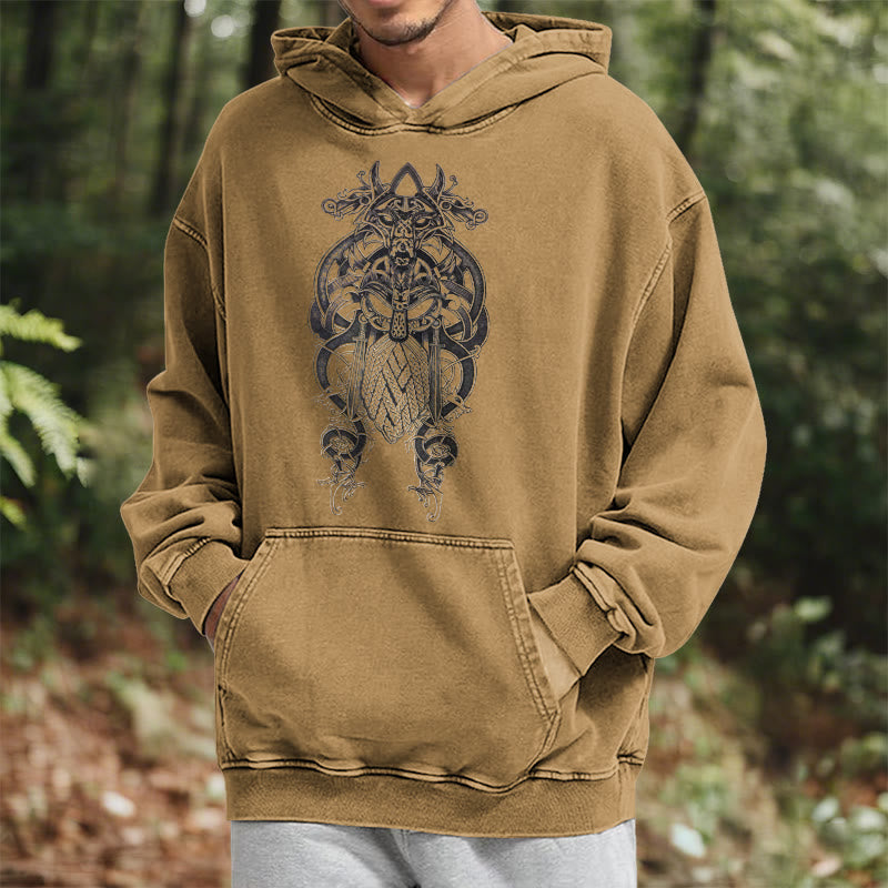 WorldNorse Odin Thors Hammer doppelseitiger gewaschener Kapuzenpullover - image 30