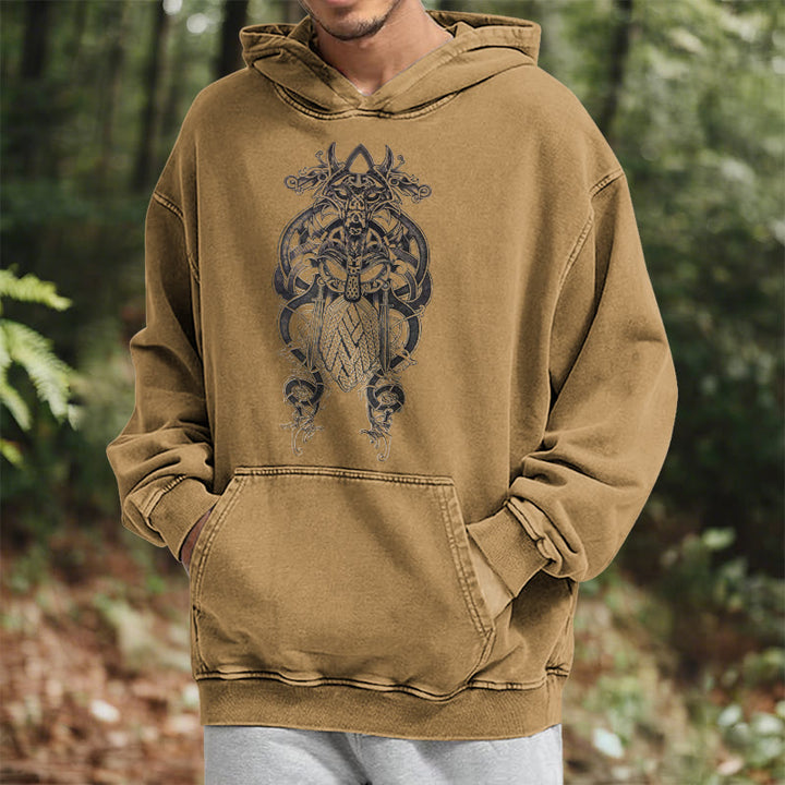 WorldNorse Odin Thors Hammer doppelseitiger gewaschener Kapuzenpullover - image 30